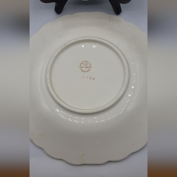 Vintage James Kent Ltd Fenton Majolica Floral Plate Made England Blue & Yellow - Picture 6 of 9